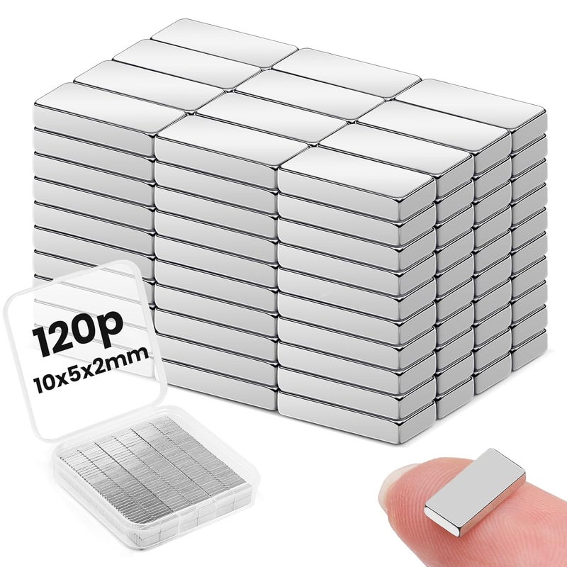 LOVIMAG 10x5x2mm Small Bar Magnets, Rare Earth Magnet Strong, 120Pcs Neodymium Magnets for Crafts, Whiteboard, Fridge, Science, Office and DIY - Image 1
